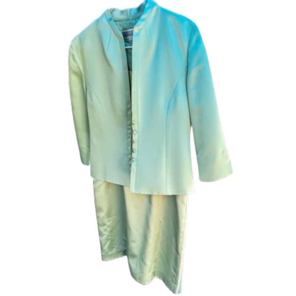 Jessica Howard Formal 2 Piece Dress & Jacket Wedding Attendee Spring Mint Green